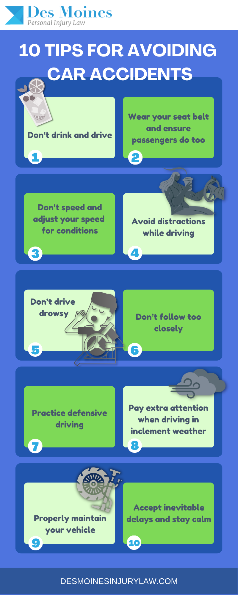 10 tips for avoiding car accidents infographic