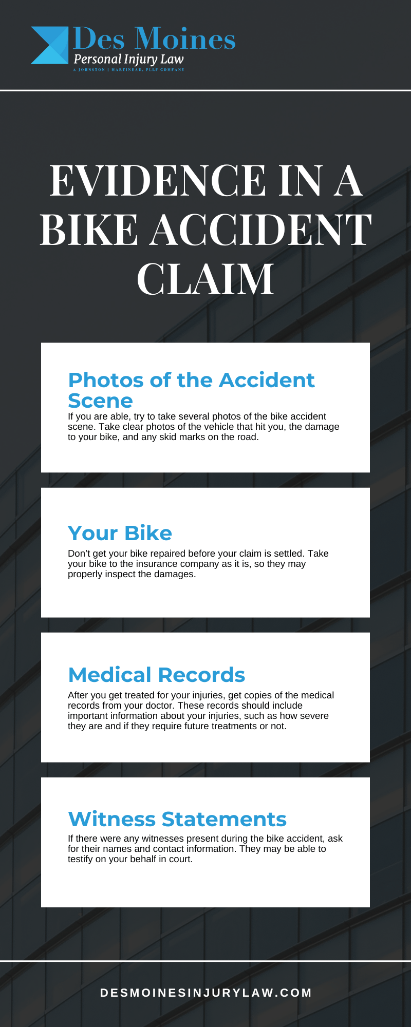 Evidence in a Bike Accident Claim infographic